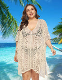 Women Plus Size Crochet Beach Dresses Cover Up - PRUSES