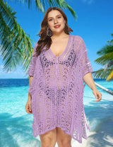 Women Plus Size Crochet Beach Dresses Cover Up - PRUSES