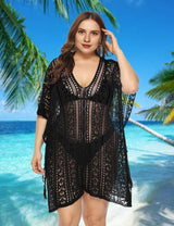 Women Plus Size Crochet Beach Dresses Cover Up - PRUSES
