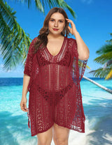 Women Plus Size Crochet Beach Dresses Cover Up - PRUSES