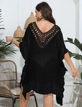 Women Plus Size Crochet Ruffled Beach Dress Cover - Up | PRUSES - PRUSES