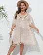 Women Plus Size Crochet Tassel Chiffon Cover Up - PRUSES