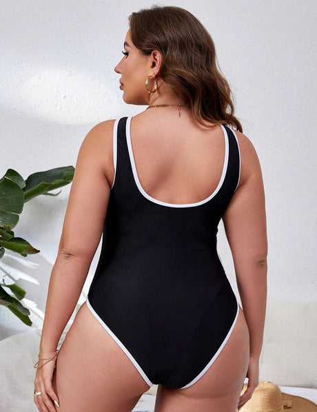 Women Plus Size Cut Out Waist One Piece Swimsuit | PRUSES - PRUSES