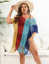 Women Plus Size Cutout Contrast Cover - up | PRUSES - PRUSES