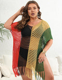 Women Plus Size Cutout Contrast Cover - up | PRUSES - PRUSES