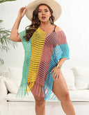 Women Plus Size Cutout Contrast Cover - up | PRUSES - PRUSES