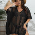 Women Plus Size Deep V Knit Cutout Bikini Cover up - PRUSES