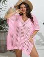 Women Plus Size Deep V Knit Cutout Bikini Cover up - PRUSES