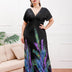 Women Plus Size Deep V - neck Elastic Waist Slimming Dress - PRUSES