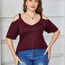 Women Plus Size Deep V Neck Off Shoulder Tee | PRUSES - PRUSES