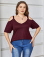 Women Plus Size Deep V Neck Off Shoulder Tee | PRUSES - PRUSES
