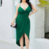 Women Plus Size Deep V Neck Solid Color Dress | PRUSES - PRUSES