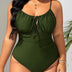 Women Plus Size Drawstring Ruched One Piece Swimsuit - PRUSES