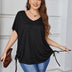 Women Plus Size Drawstring Side Pure Color Short Sleeve T-shirt | PRUSES - PRUSES