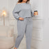 Women Plus Size Drop Shoulder Casual Sweatshirt and Pants Set - PRUSES