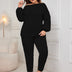 Women Plus Size Drop Shoulder Casual Sweatshirt and Pants Set - PRUSES