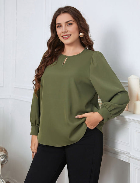 Women Plus Size Early Spring Crew Neck Long Sleeve Shirt | PRUSES - PRUSES