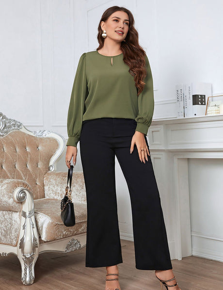 Women Plus Size Early Spring Crew Neck Long Sleeve Shirt | PRUSES - PRUSES