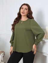 Women Plus Size Early Spring Crew Neck Long Sleeve Shirt | PRUSES - PRUSES