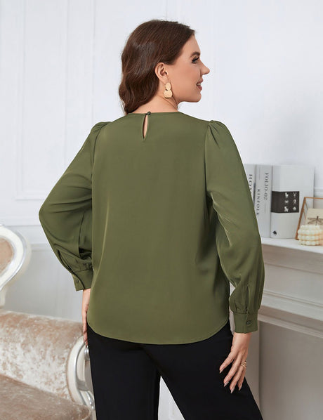 Women Plus Size Early Spring Crew Neck Long Sleeve Shirt | PRUSES - PRUSES