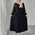 Women Plus Size Elegant Black Bow Vintage Maxi Dress - PRUSES