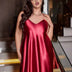 Women Plus Size Elegant Burgundy Satin Camisole Nightgown