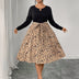 Women Plus Size Elegant Contrast Leopard Belted Dress - PRUSES