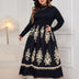 Women Plus Size Elegant Contrast Print Maxi Dress - PRUSES