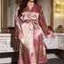 Women Plus Size Elegant Floral Print Satin Robe | PRUSES - PRUSES