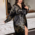 Women Plus Size Elegant Floral Print Satin Robe | PRUSES - PRUSES