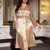 Women Plus Size Elegant Floral Print Satin Robe | PRUSES - PRUSES