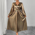 Women Plus Size Elegant Golden Maxi Dress - PRUSES