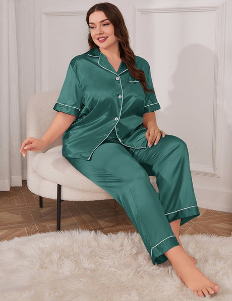 Women Plus Size Elegant Ice Silk Pajamas | PRUSES - PRUSES
