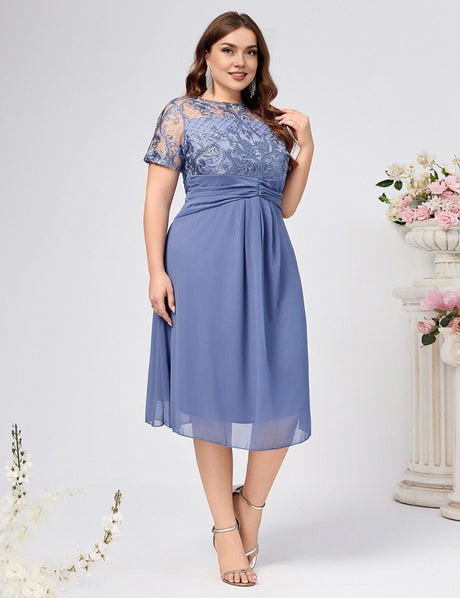 Women Plus Size Elegant Lace Chiffon Gown | PRUSES - PRUSES