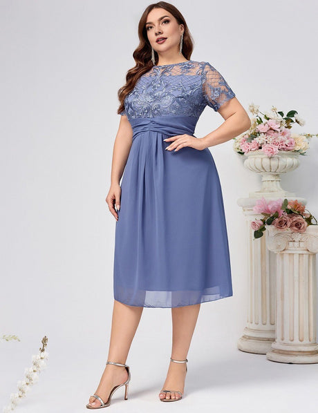 Women Plus Size Elegant Lace Chiffon Gown | PRUSES - PRUSES
