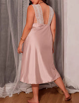 Women Plus Size Elegant Lace Patchwork Sleep Dress | PRUSES - PRUSES