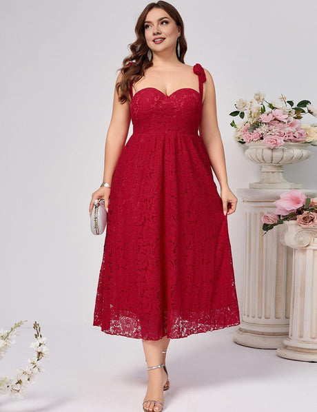 Women Plus Size Elegant Lace Slip Dress | PRUSES - PRUSES