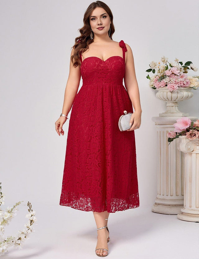 Women Plus Size Elegant Lace Slip Dress | PRUSES - PRUSES