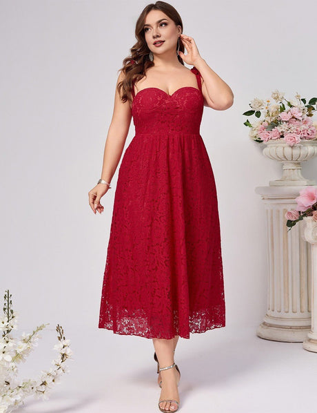 Women Plus Size Elegant Lace Slip Dress | PRUSES - PRUSES