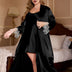 Women Plus Size Elegant Satin Lace Trim Robe with Belt | PRUSES - PRUSES