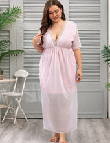 Women Plus Size Elegant Sexy Mesh Long Home Dress | PRUSES - PRUSES