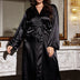 Women Plus Size Elegant Solid Color Satin Sleepwear | PRUSES - PRUSES