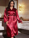 Women Plus Size Elegant Solid Color Satin Sleepwear | PRUSES - PRUSES