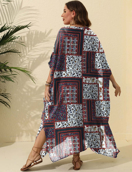 Women Plus Size Ethnic Print Loose Cover Up | PRUSES - PRUSES