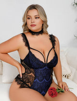 Women Plus Size Eyelash Lace Bodysuit - PRUSES
