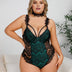 Women Plus Size Eyelash Lace Bodysuit - PRUSES