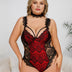 Women Plus Size Eyelash Lace Bodysuit - PRUSES