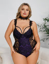 Women Plus Size Eyelash Lace Bodysuit - PRUSES