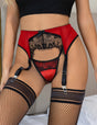 Women Plus Size Eyelash Lace Metal Clips Garter Belt - PRUSES