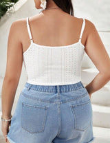 Women Plus Size Eyelet Embroidered Cami Top | PRUSES - PRUSES